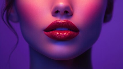Stylish lips with vibrant colors, artistic lighting