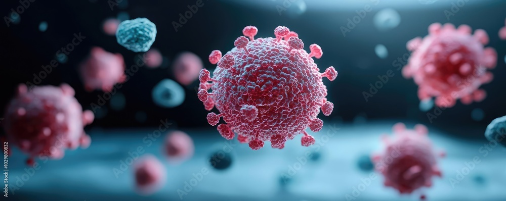 Poster 3d rendering of a virus with a white isolate background.