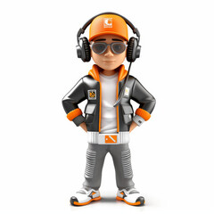 Trendy 3D Illustration of Cool Young Man with Headphones, Sunglasses, and Casual Wear