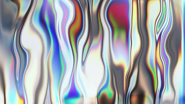 Vertical video animation of a holographic neon foil with color gradient. Abstract, liquid, organic background - holographic foil - seamless loop.