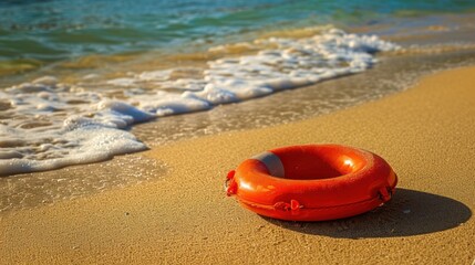 Obraz premium Lifebuoy on the Beach