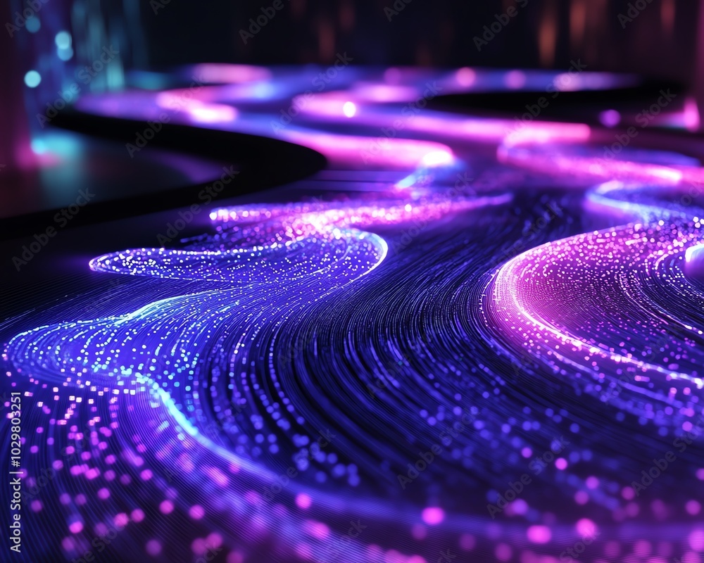 Fototapete a dynamic image of an information highway, showcasing streams of light weaving together to represent