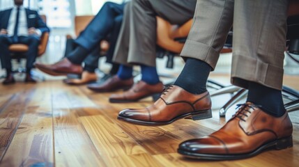 Businessmen in a Meeting, Focus on Shoes