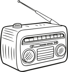 Fototapeta premium Vintage Radio Illustration with Antenna and Knob for Retro-Themed Designs