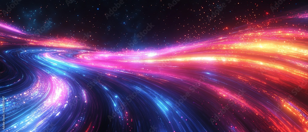 Leinwandbilder A vibrant visualization of an information highway, illustrating streams of light that flow like data pathways in a digital ecosystem