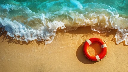 Obraz premium Lifebuoy on the Beach