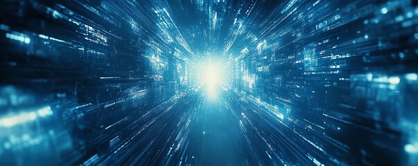 Fototapeta premium A visually striking image of blue abstract lines defining direction on a futuristic tech background, conveying a sense of advancement