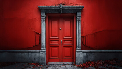 1 door closed in a scary red death