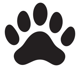 Dog paw icon print vector silhouette. Tiger footprint icon