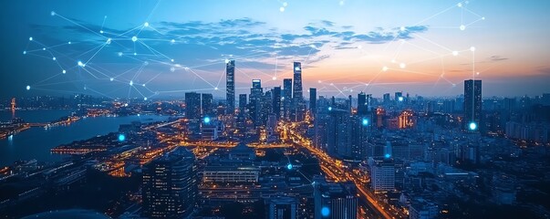 Fototapeta premium Brief discussion on the evolution of smart city technology, focusing on innovative solutions for urban challenges and improved quality of life