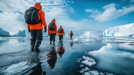 A multidisciplinary team of scientists studying climate change in the Arctic, emphasizing how it affects delicate ecosystems.