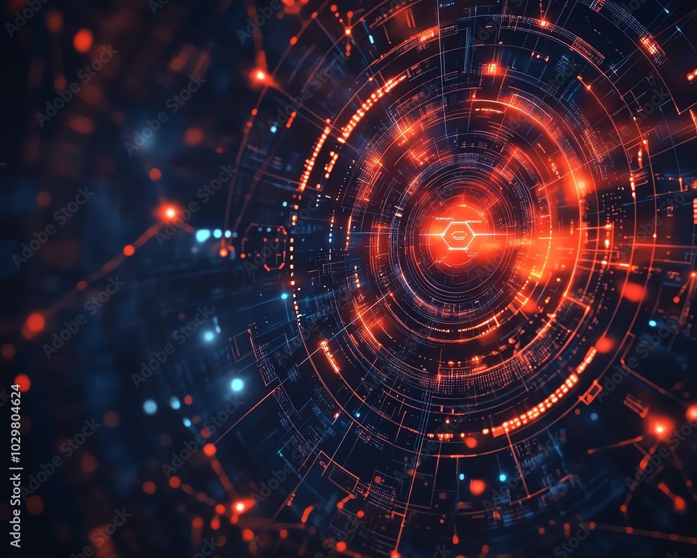 Poster creative background showcasing cyber technology innovation, incorporating futuristic graphics, codin