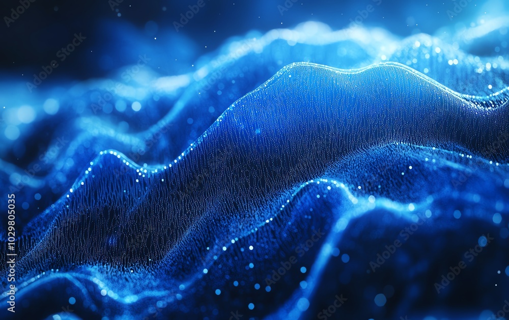Poster Elegant abstract blue banner for a technology platform, featuring gradients and intricate patterns for a contemporary feel