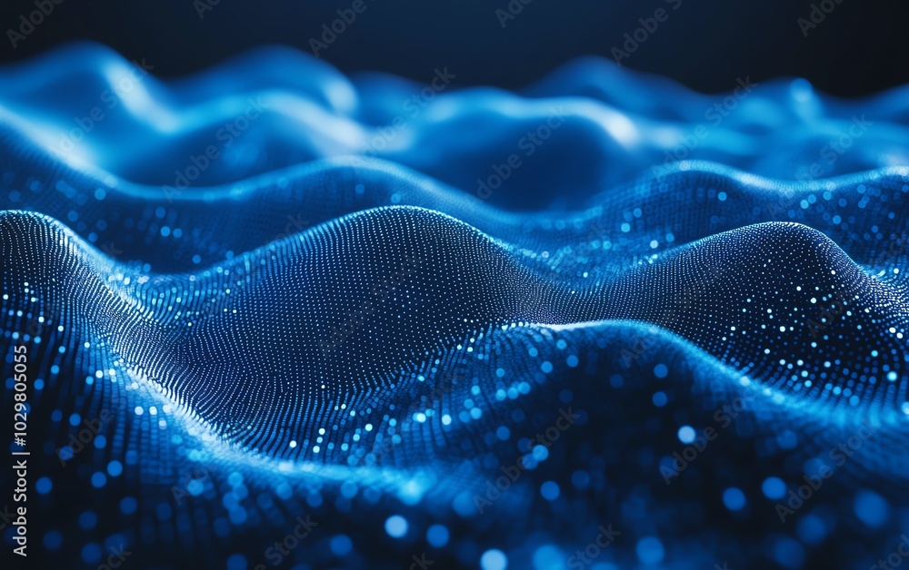 Poster Elegant abstract blue banner for a technology platform, featuring gradients and intricate patterns for a contemporary feel
