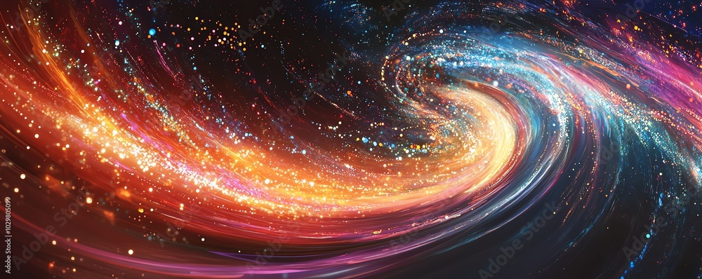 Aufkleber Energetic portrayal of an information highway featuring flowing streams of colorful light, representing seamless connectivity and data movement