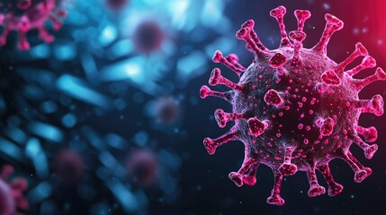 Detail of a virus structure, observing molecular features against a dark background.