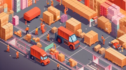 Warehouse Workers Busy Loading and Unloading Packages