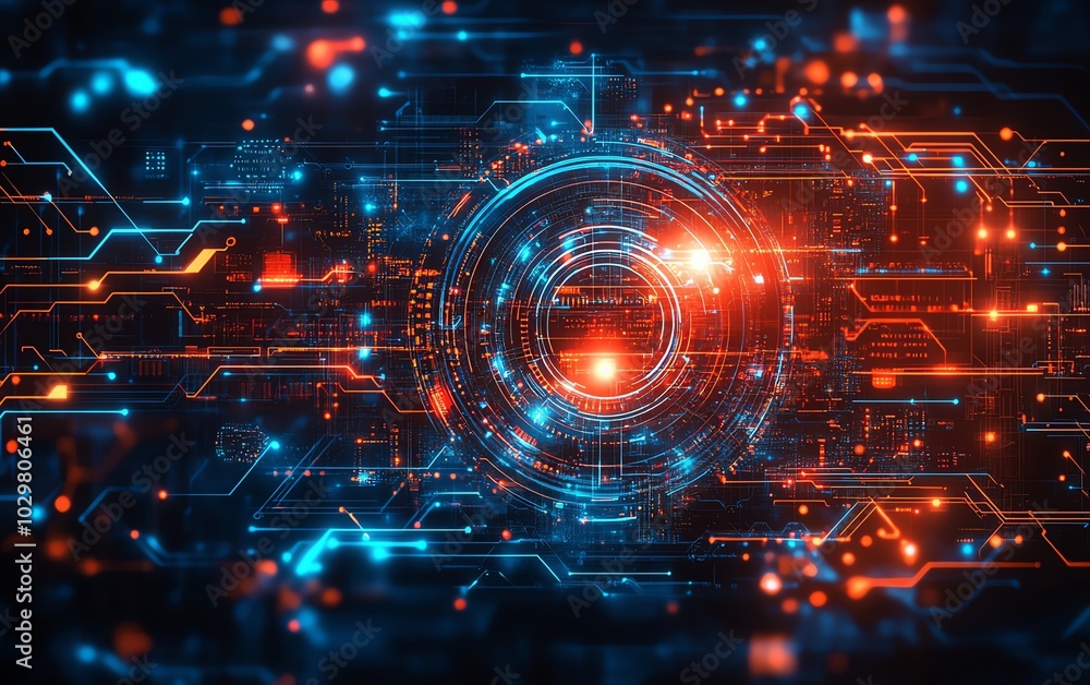Aufkleber stock image showcasing innovation in cyber technology, featuring futuristic digital elements and abs