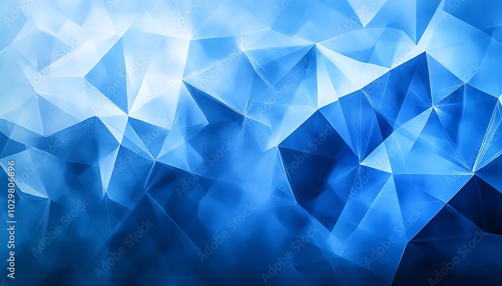 Poster unique abstract blue banner for a technology webpage, combining various shades of blue with geometri