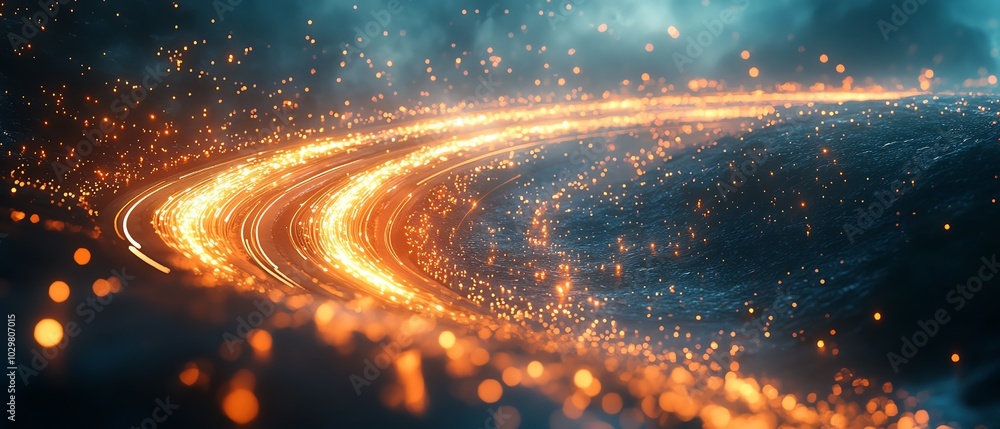 Fototapete Visual representation of an information highway with flowing streams of light, symbolizing fast data transfer and connectivity