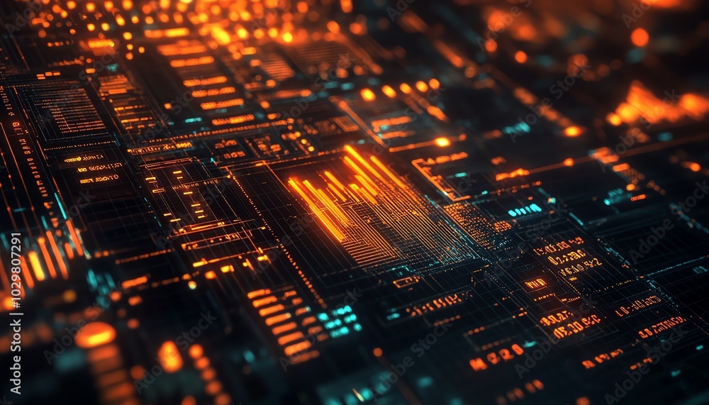 Aufkleber Abstract background featuring financial technology icons, showcasing modern digital finance elements in a visually appealing design