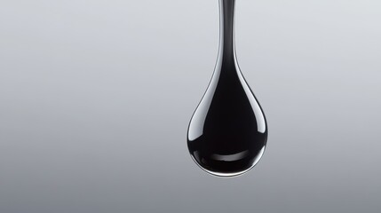 Fototapeta premium A drop of oil is falling from a container. The oil is black and the container is clear