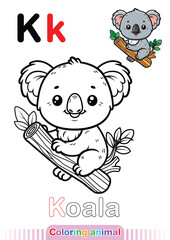 Coloring Page Koala. Letter K