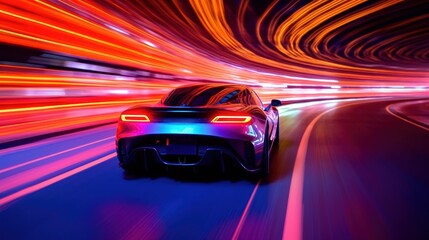 Fototapeta premium Speeding Car Night