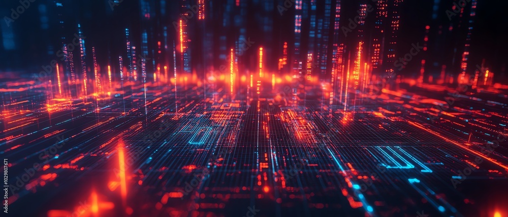 Aufkleber Dynamic abstract background with a focus on financial technology symbols, representing the evolution of fintech in a visually striking manner