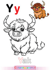 Coloring Page Yak. Letter Y