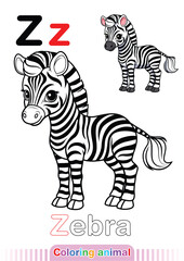 Coloring Page Zebra. Letter Z