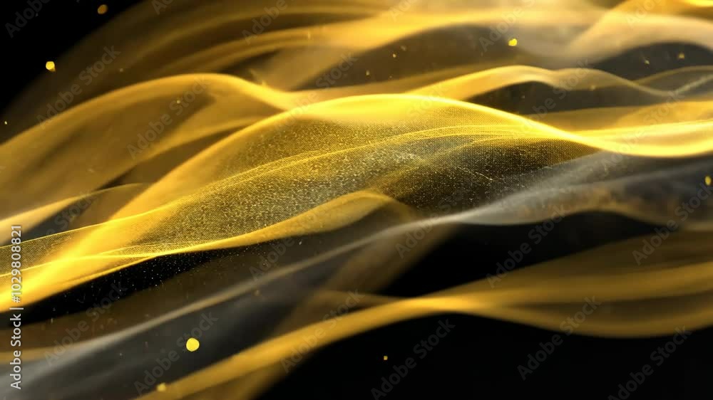 Poster golden light streaks across a black background, creating a dynamic and abstract image