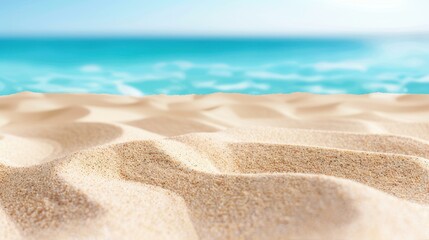 A serene closeup of soft sand, evoking the tranquility of a peaceful beach morning with gentle coastal hues.