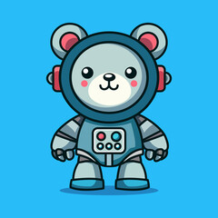 Cute teddy bear cartoon character. Animal Technology Icon Concept. Flat color style. vector illustration template design.