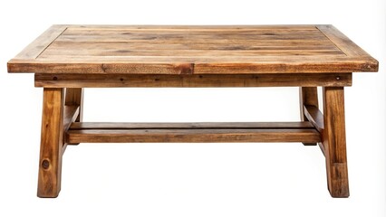 Rustic wooden coffee table isolated on white background