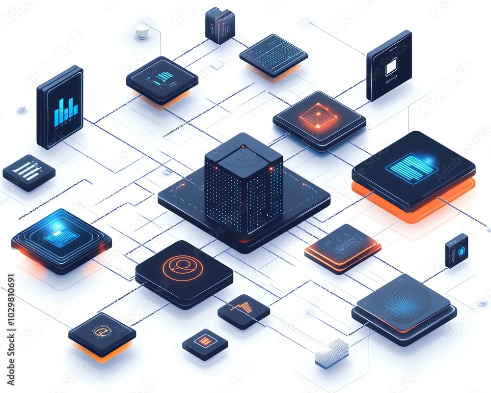 Leinwandbilder Microservices architecture focused on adaptability and scalability, creating efficient software solutions for modern development and futureproof systems