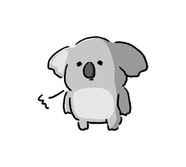 ため息をつくコアラのキャラクターの手書き風イラスト