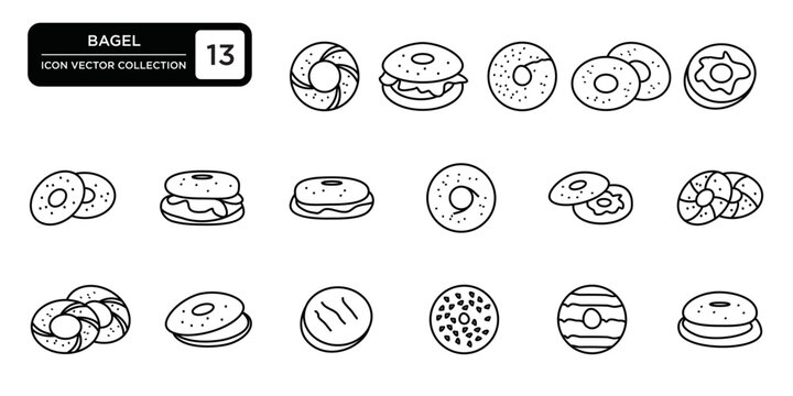 Bagel icons collection, editable and resizable vector icon templates.