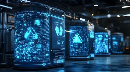 Fototapeta premium Innovative Smart Waste Management System Displaying Optimized Collection Routes for Enhanced