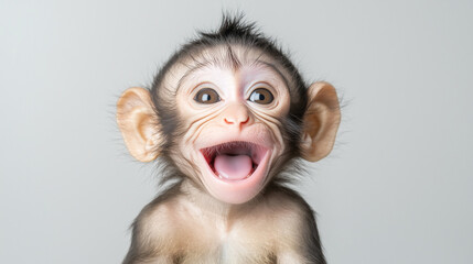 Joyful Baby Monkey Portrait 