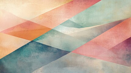 Intricate geometric pattern in soft pastel hues, layered with subtle textures, forming a balanced and soothing abstract composition.