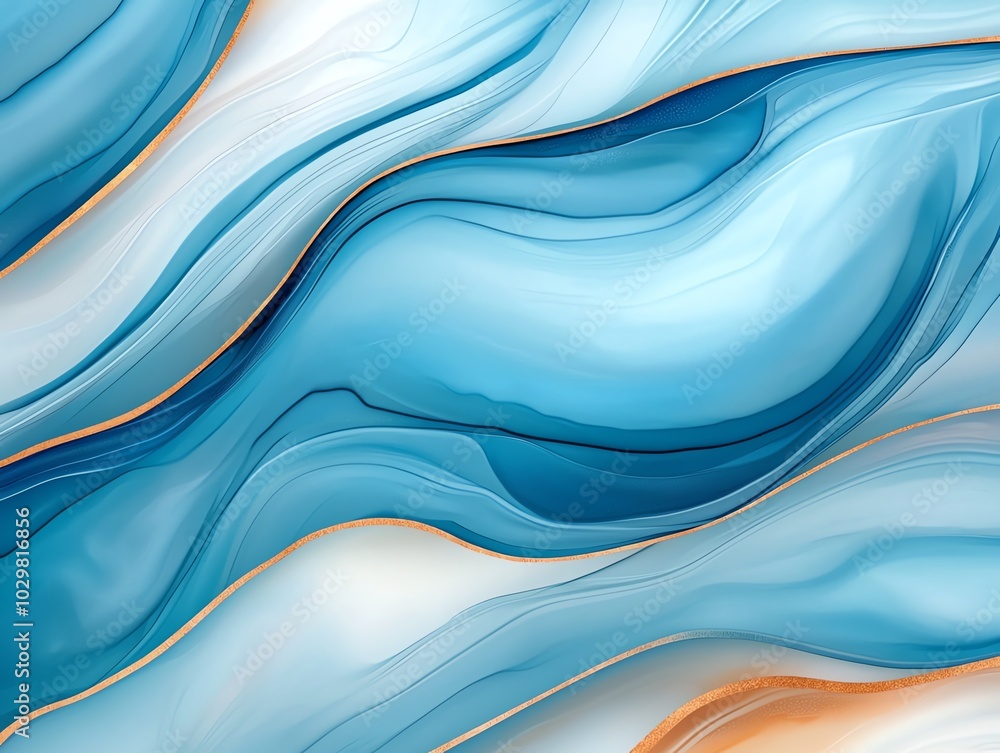Aufkleber elegant abstract artwork featuring flowing waves in shades of blue, creating a calming and tranquil 