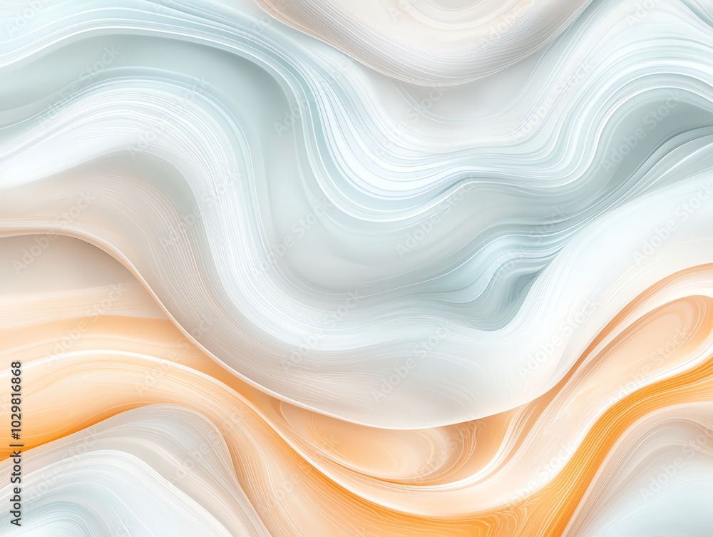 Poster elegant wave pattern featuring soft hues of blue and orange, ideal for background and abstract desig