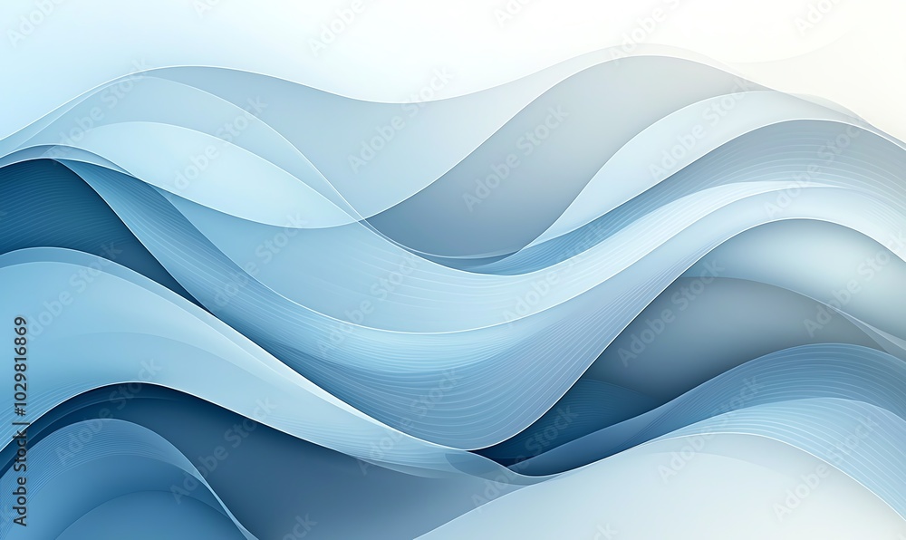 Poster elegant wave patterns in soothing blue tones, creating a sense of calm and tranquility for digital b