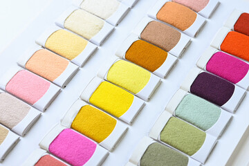 sample color shade of colorful fabric textile of clothing industry