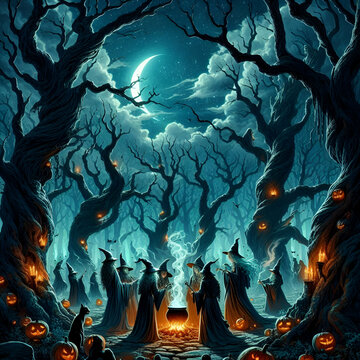 background with tree and stars