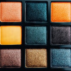 Fototapeta premium A vibrant eyeshadow palette featuring nine shimmering shades.