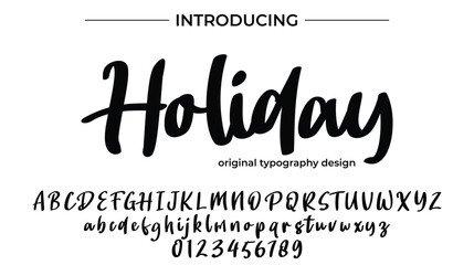Holiday Font Stylish brush painted an uppercase vector letters, alphabet, typeface