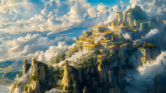 Depiction of Olympus The Divine Abode of Gods in Greek Mythology through Art Concept Greek Mythology Olympus Art Divine Abode Gods