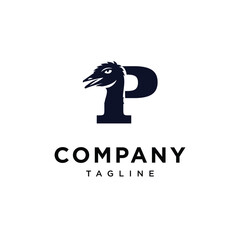 letter P Emu bird logo icon Vector